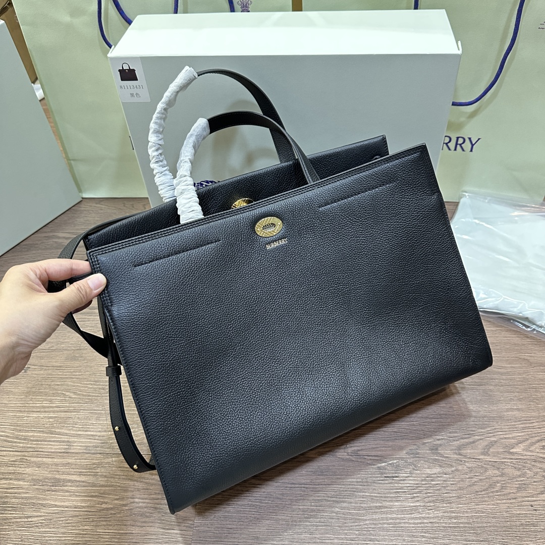 BURBERRY Small Cotswolds Tote in Black - Women, Leather |