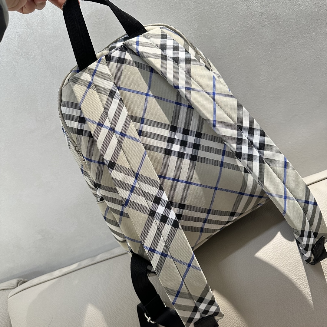 Burberry Small Equestrian Knight Check Backpack in Gray