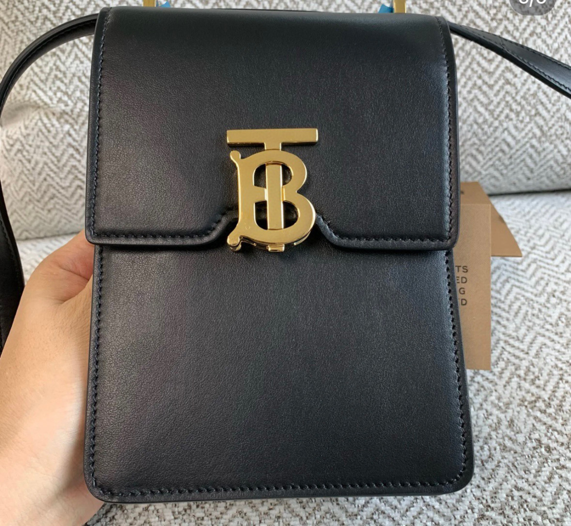 BURBERRY Smooth Calfskin TB Robin Bag Black 1347657