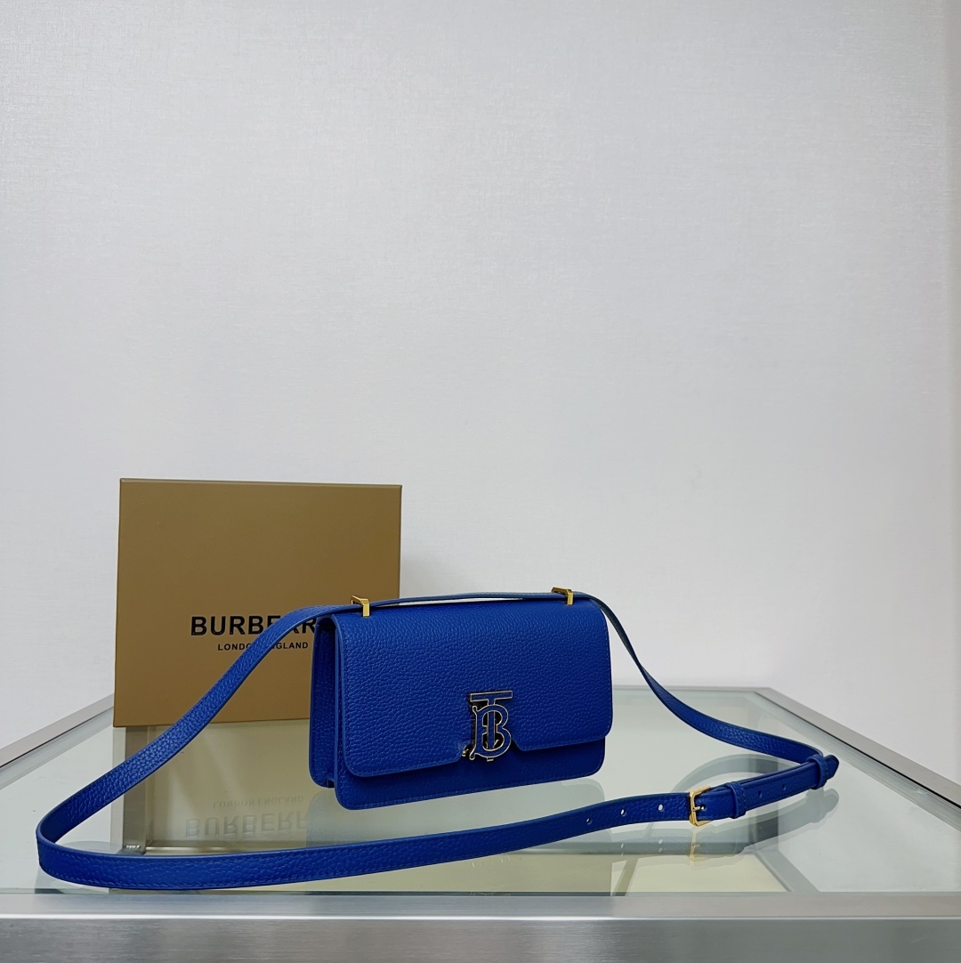 Burberry TB Grainy Leather Mini Bag | Blue  Burberry  00459