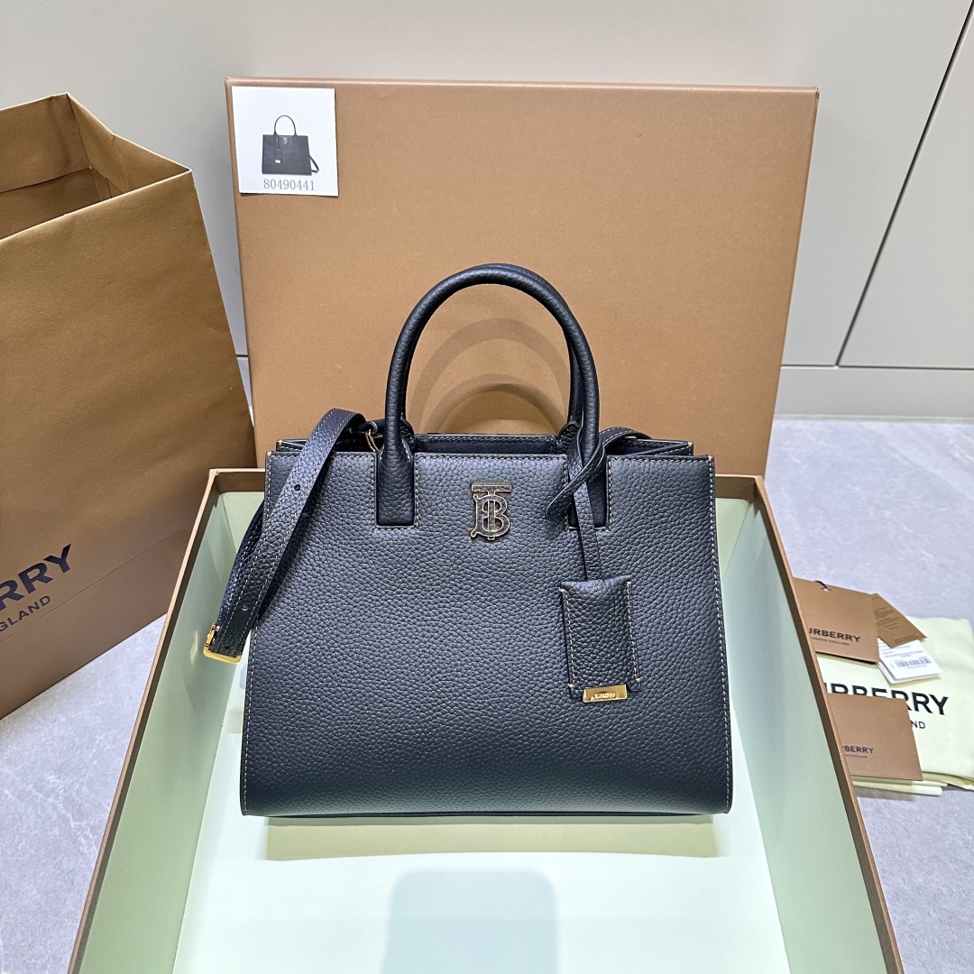 Burberry TB Grainy Leather Tote Crossbody Bag |