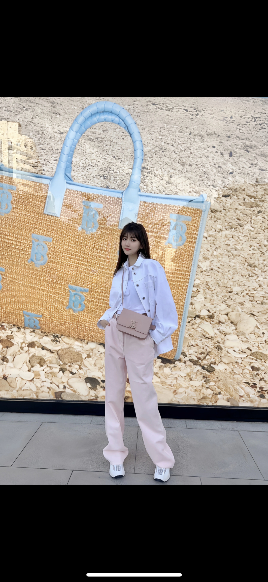 Burberry TB logo-plaque Calf Leather Shoulder Bag | Pink