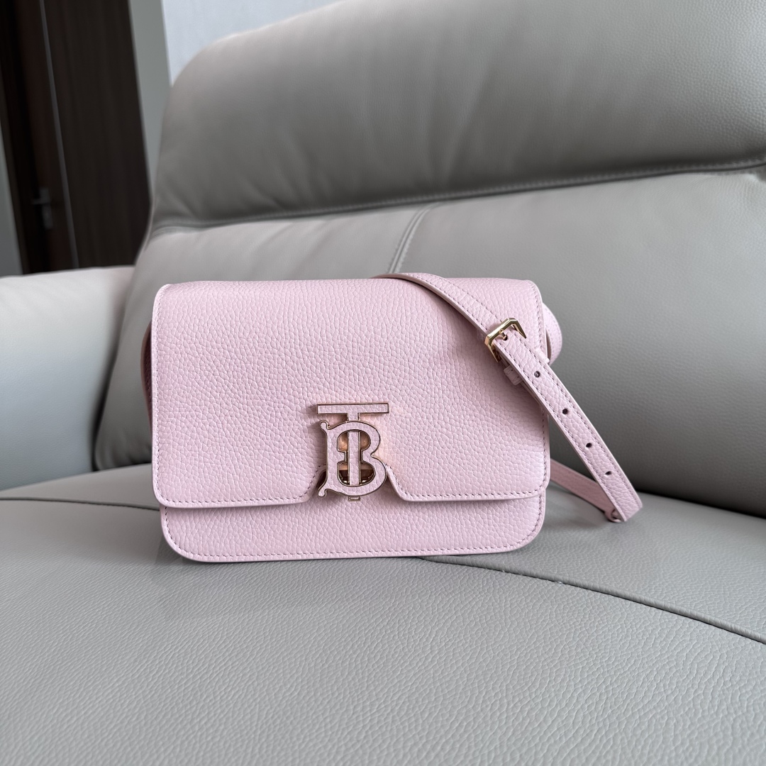 Burberry TB logo-plaque Calf Leather Shoulder Bag | Pink