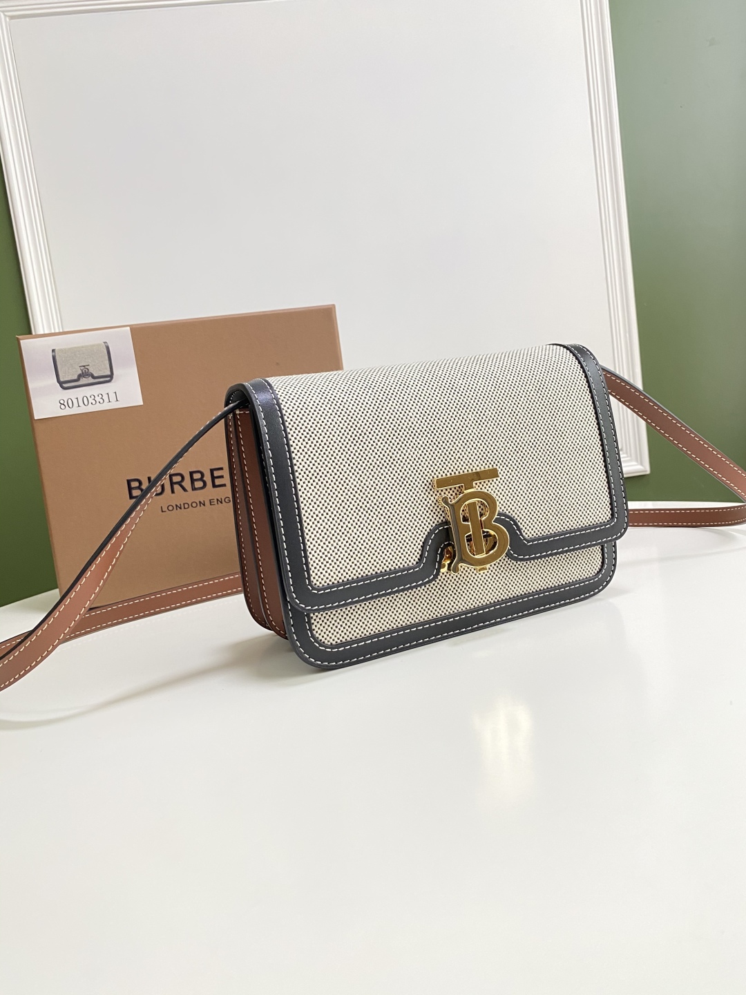 Burberry TB Small Canvas & Leather Crossbody Bag |