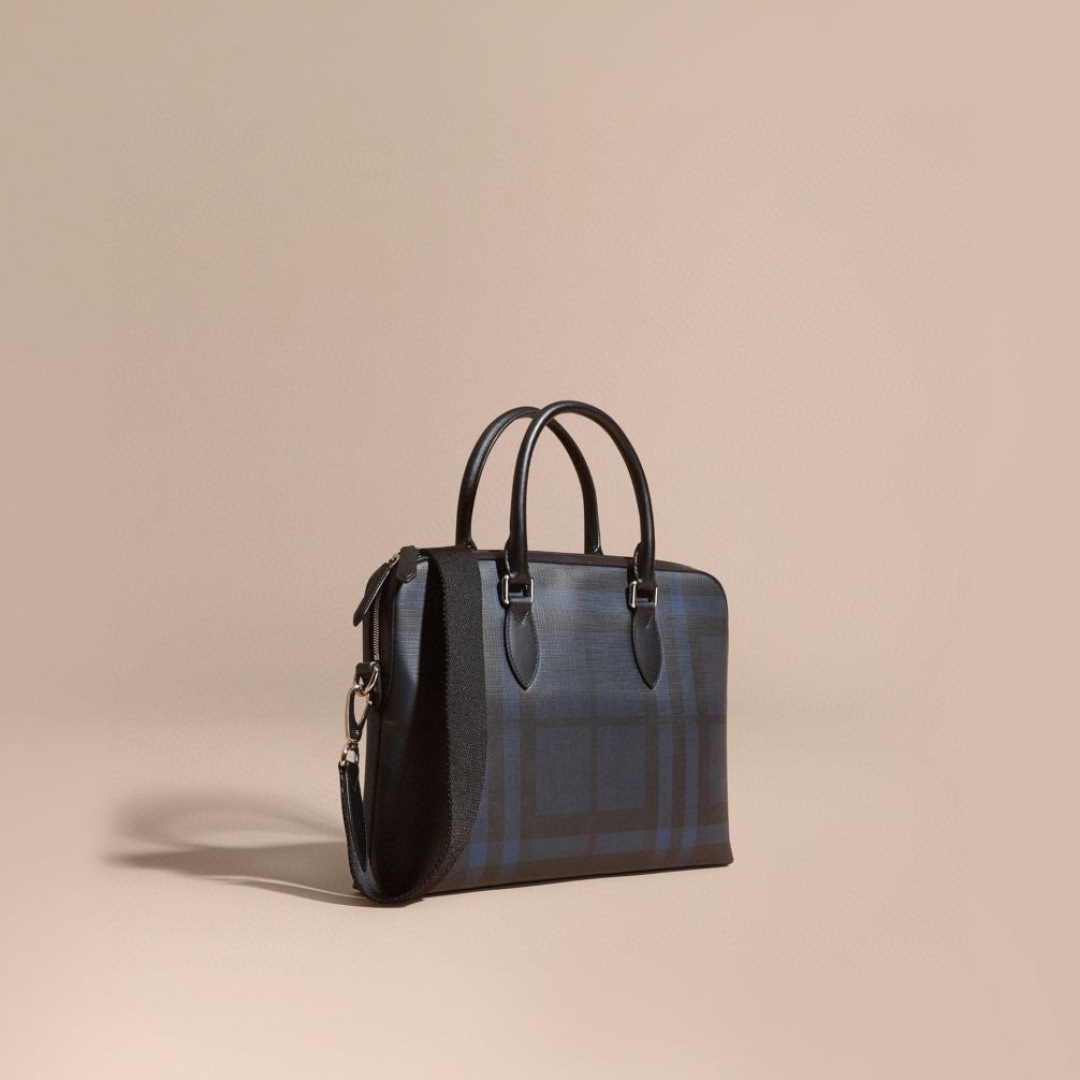 Burberry The Barrow In London Check In Navy/black |