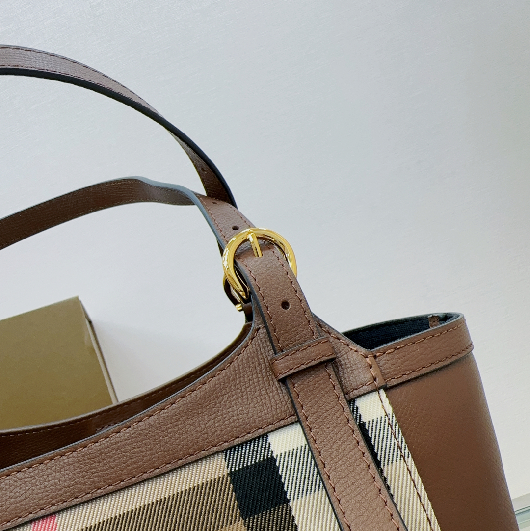 BURBERRY The Check Shoulder Bag PVC Canvas Brown