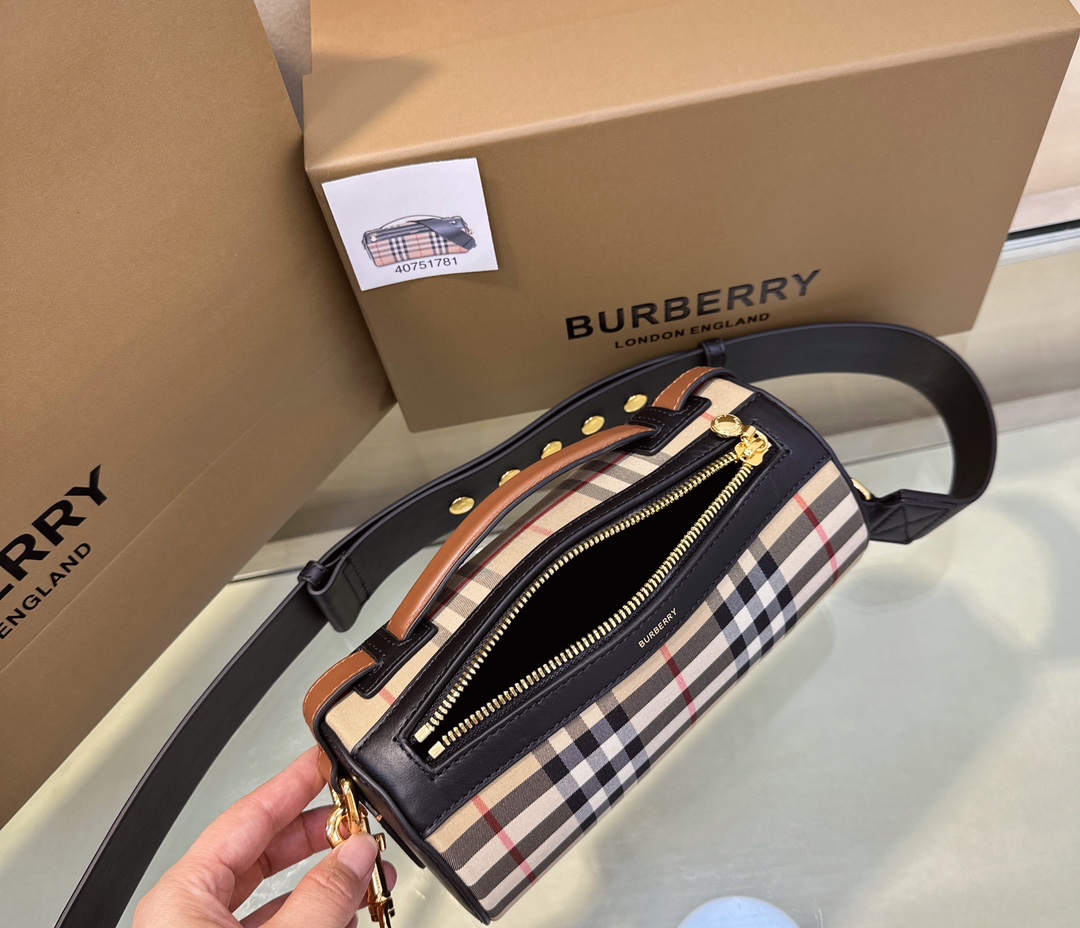 BURBERRY Vintage Check Calfskin Barrel Bag Archive