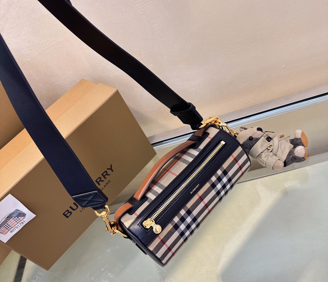 BURBERRY Vintage Check Calfskin Barrel Bag Archive
