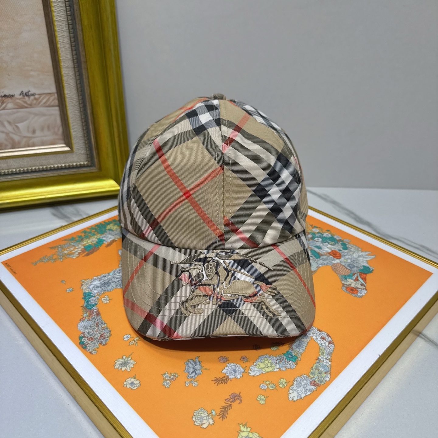 Burberry Check Baseball Cap - Beige Designer Hat