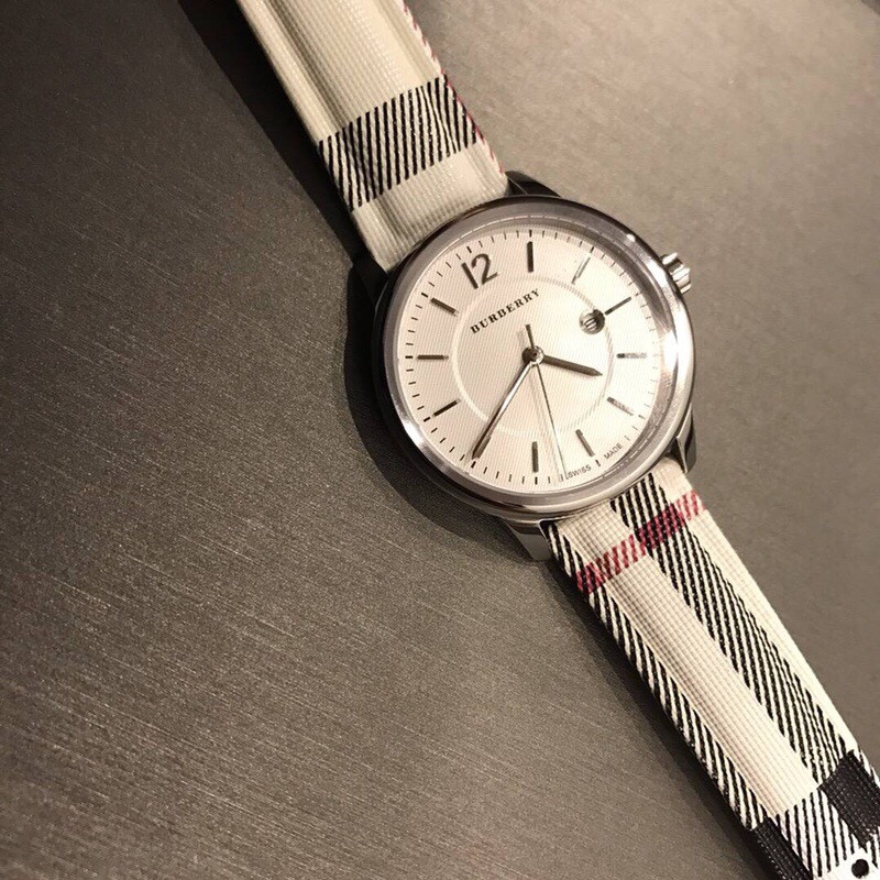 Burberry Plaid Strap Watch - Burberry Plaid Strap White Dial - Ladies - Image 6