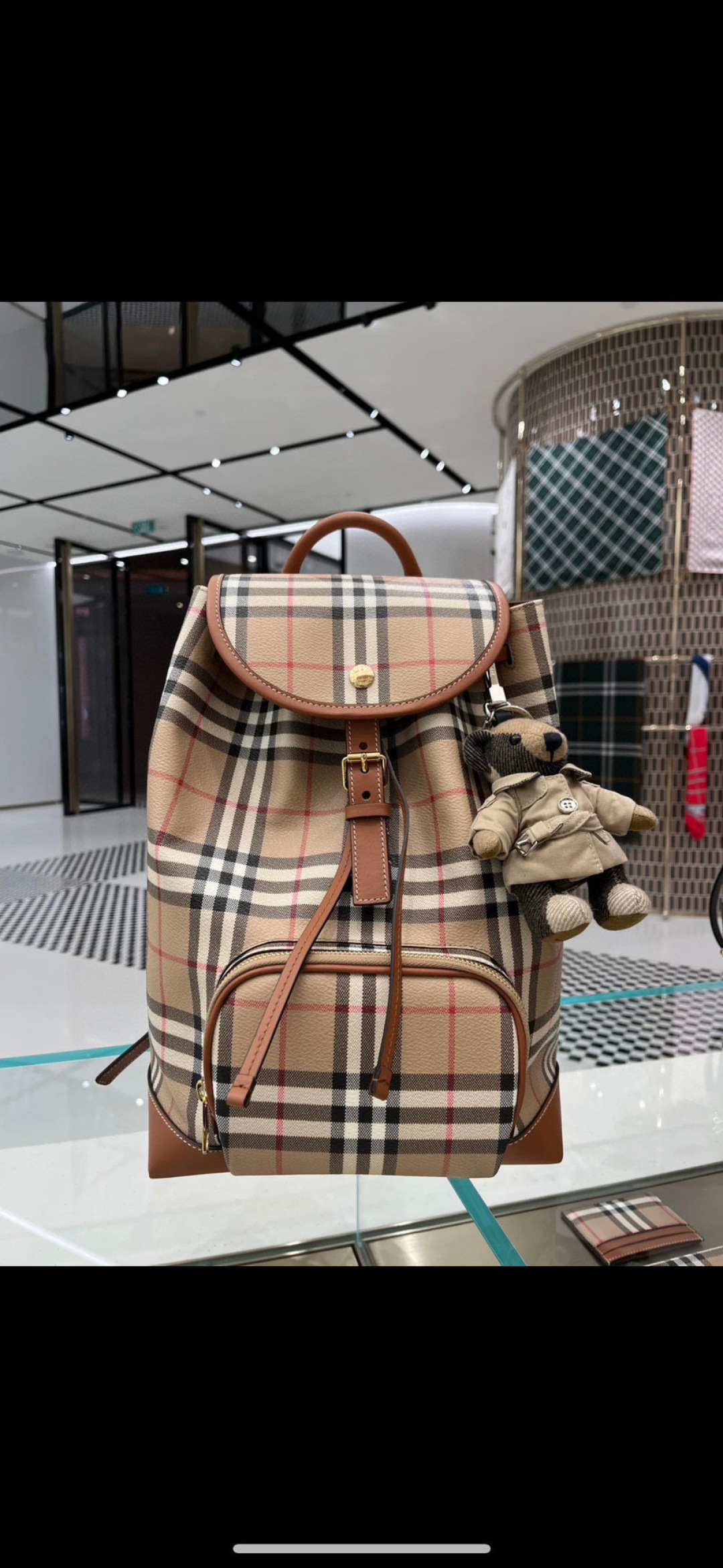 BURBERRYCheck Backpack in Dark birch brown - Women | Burberry