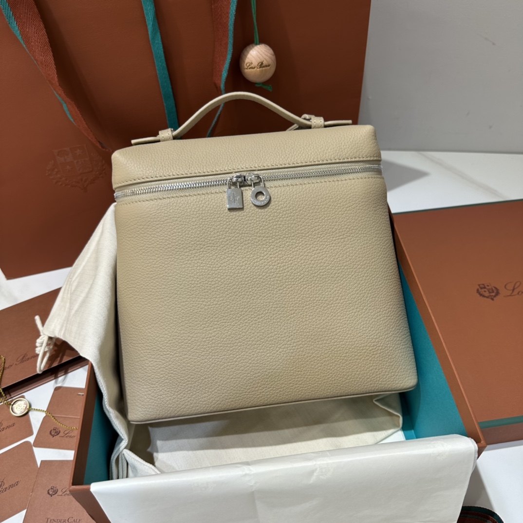 Buy Loro Piana Burgundy Extra Pocket Backpack bag beige in Grained