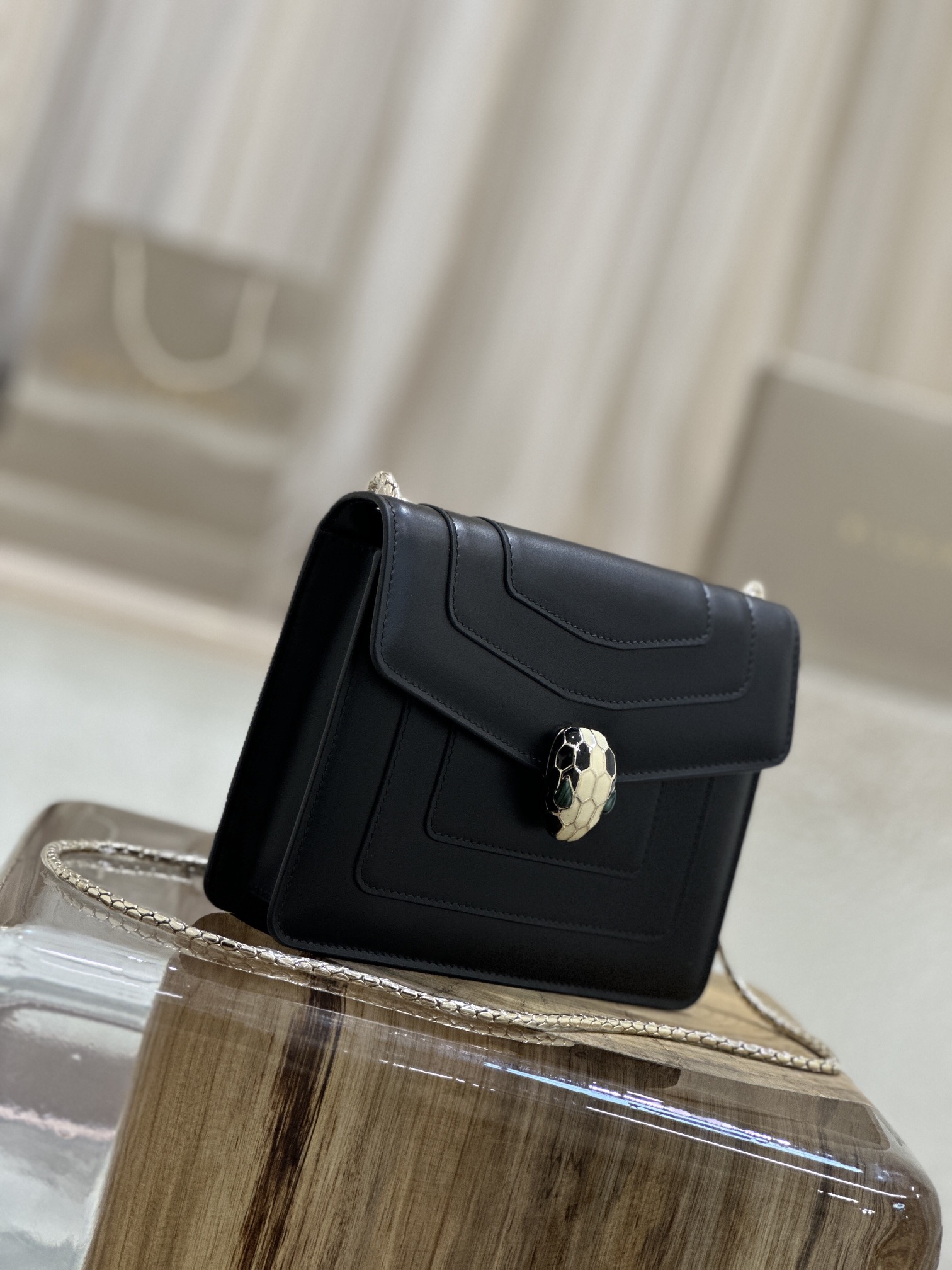 Bvlgari Black Serpenti Forever Crossbody/ Shoulder Bag Orig