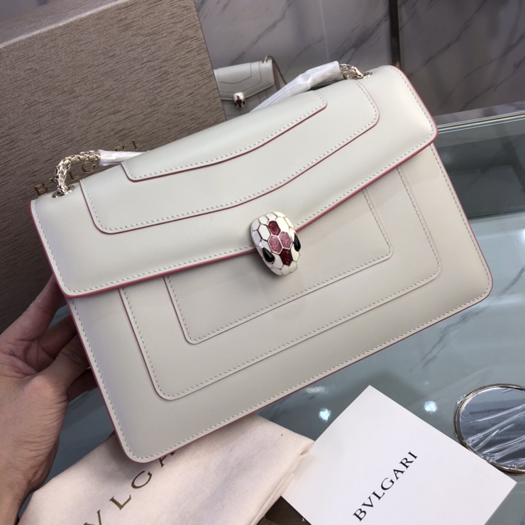 Bvlgari BULGARI Calfskin Serpenti Forever Crossbody Bag White Agate 1557049