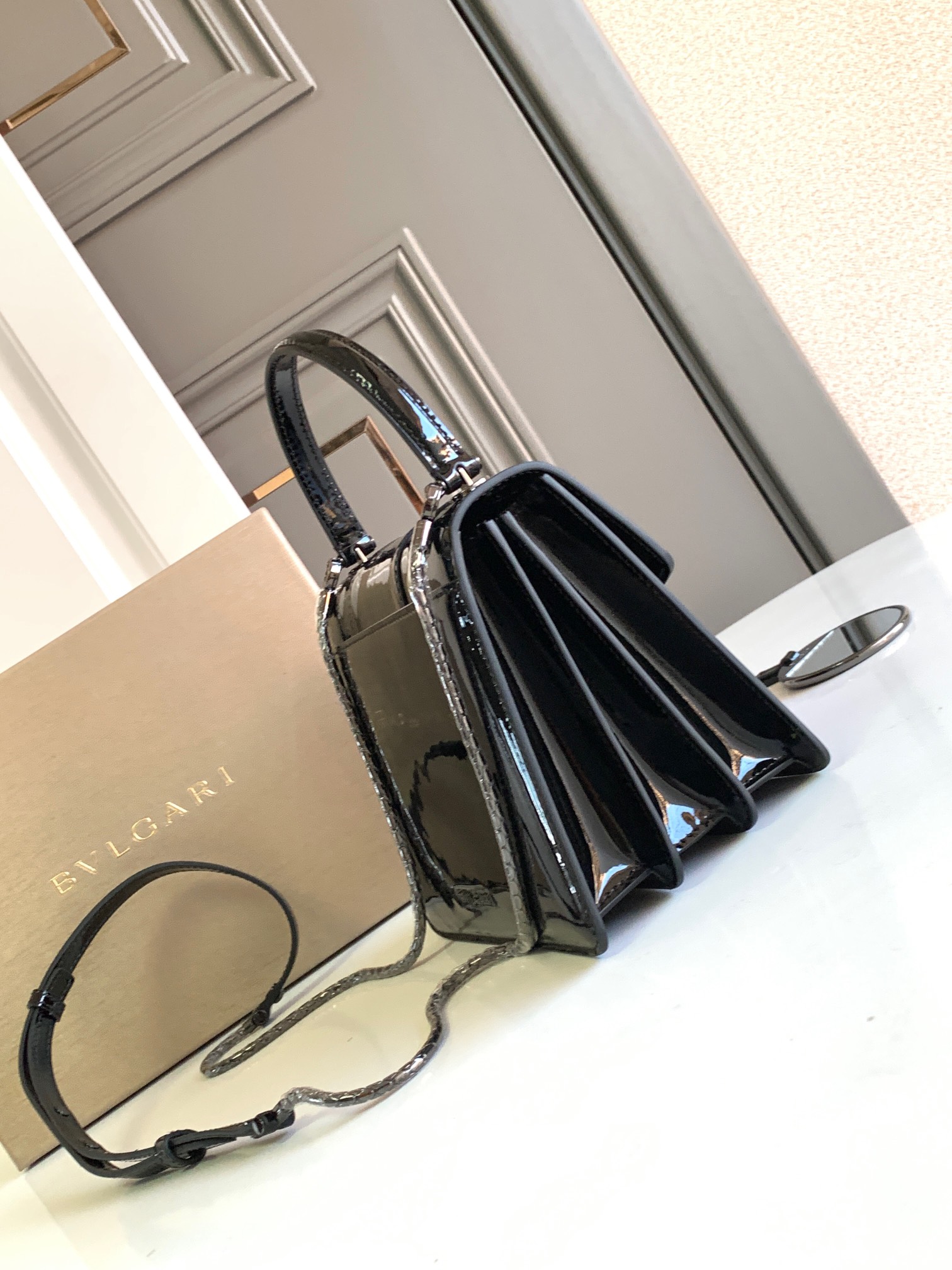 Bvlgari Burgundy Patent Leather Serpenti Forever Flap