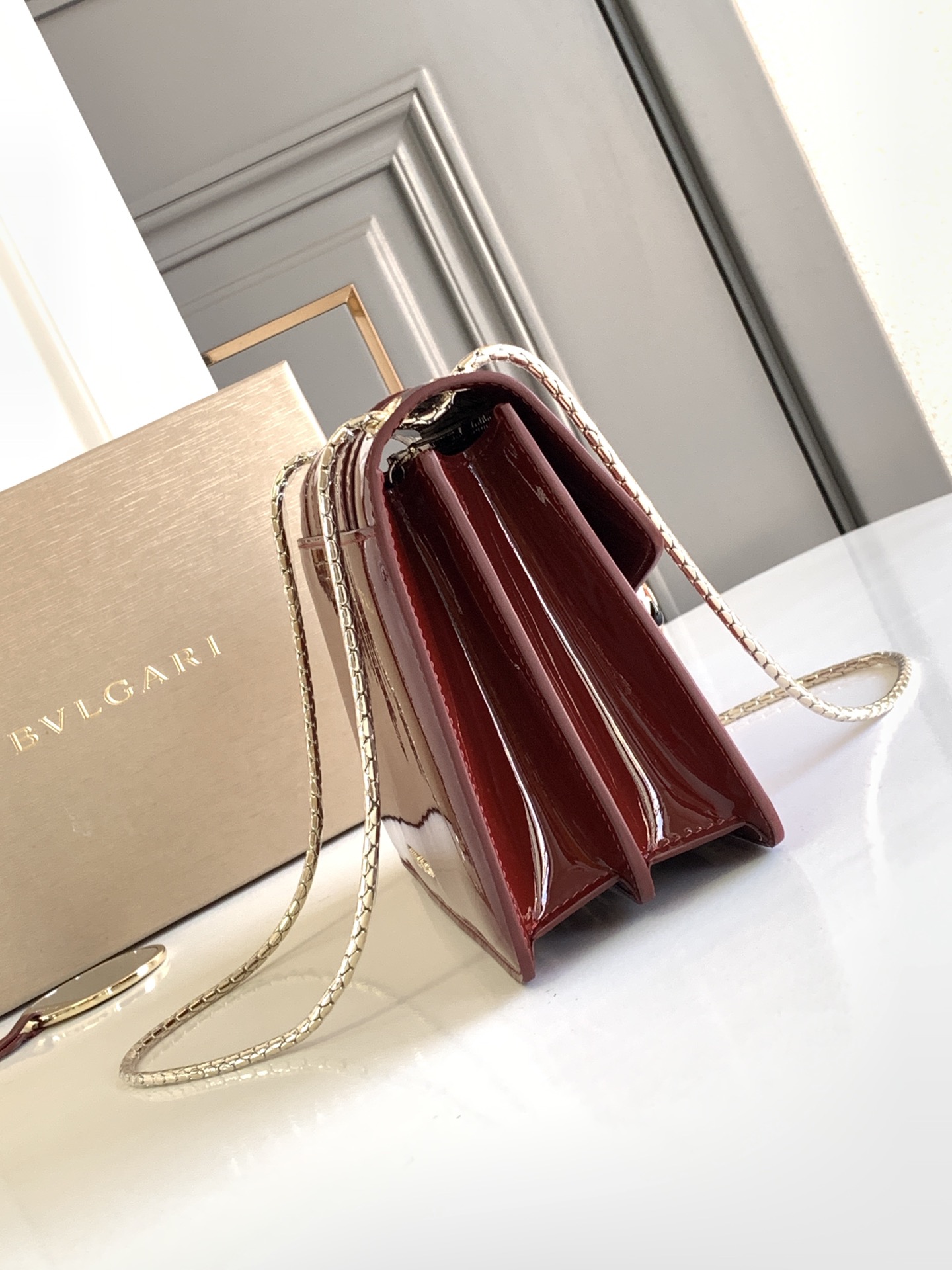 Bvlgari Burgundy Patent Leather Serpenti Forever Shoulder  red Bag Bvlgari | TL