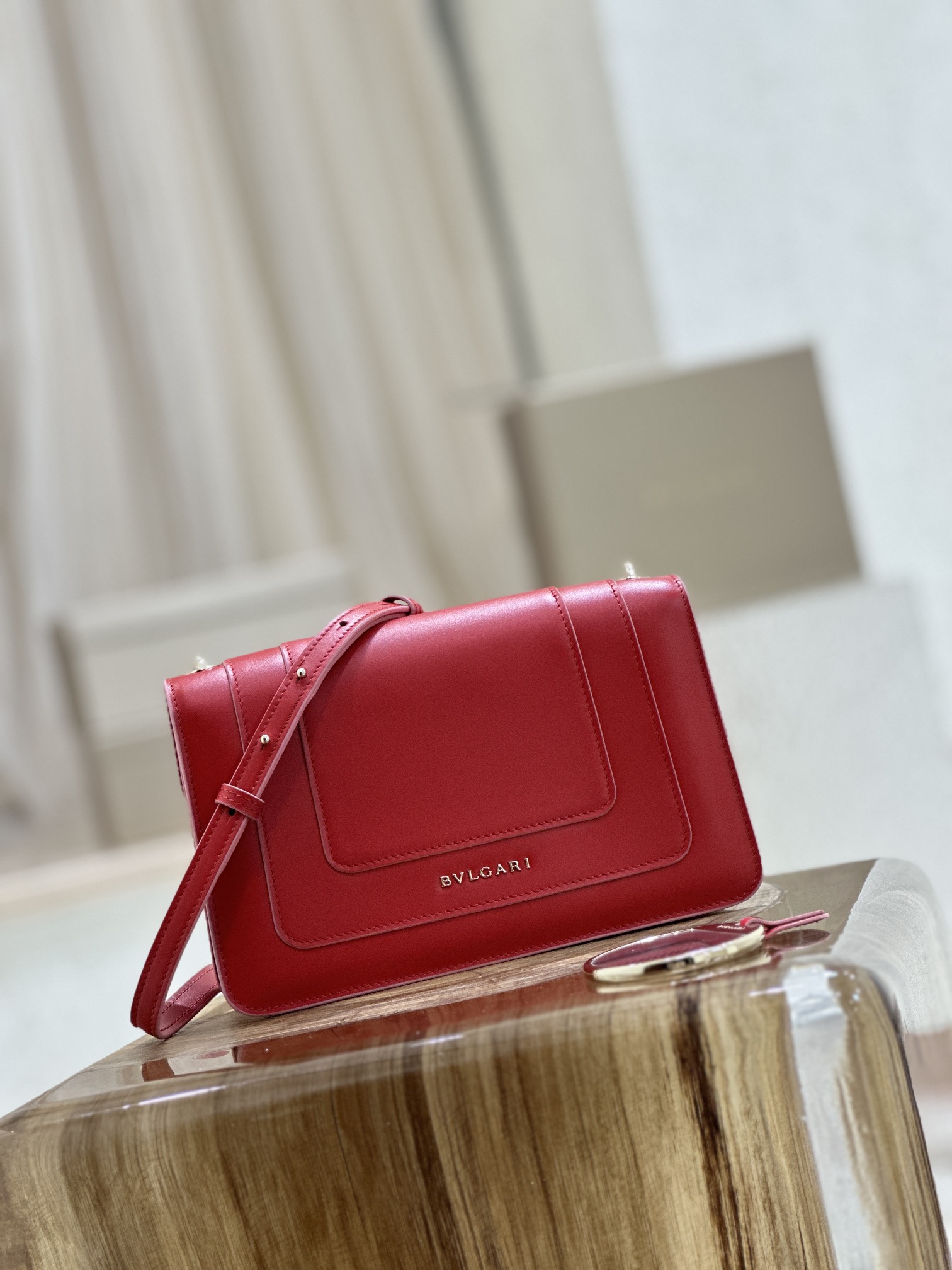 Bvlgari Leather Exterior Red Bags & Handbags for Women