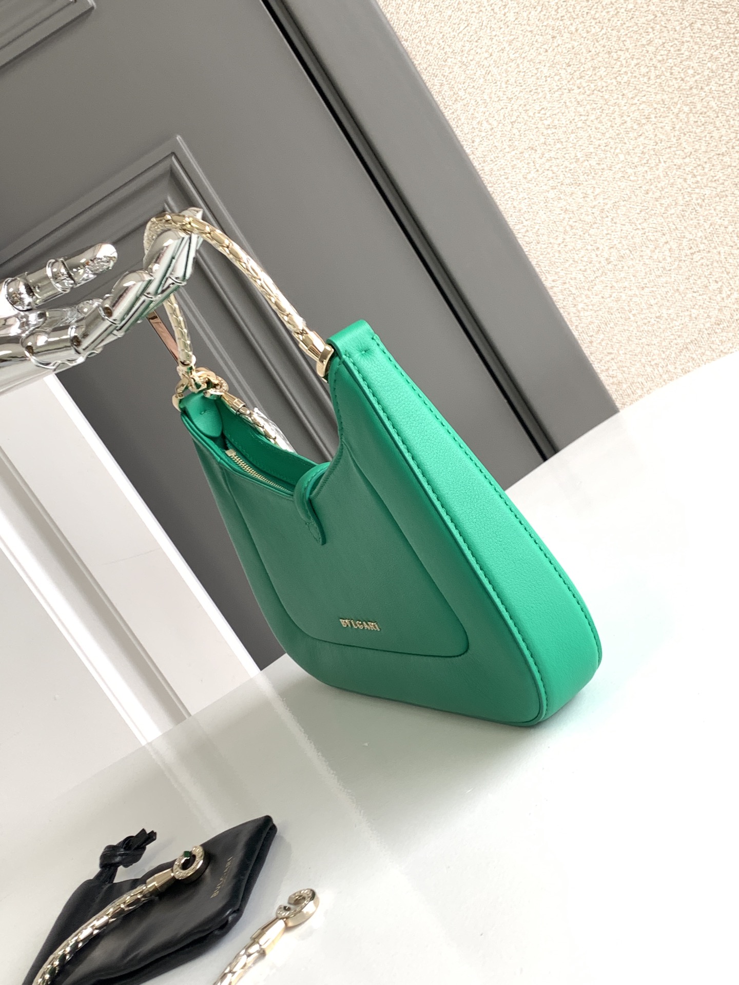 Bvlgari Leather Serpenti Baia Bag - Green Shoulder Bags,