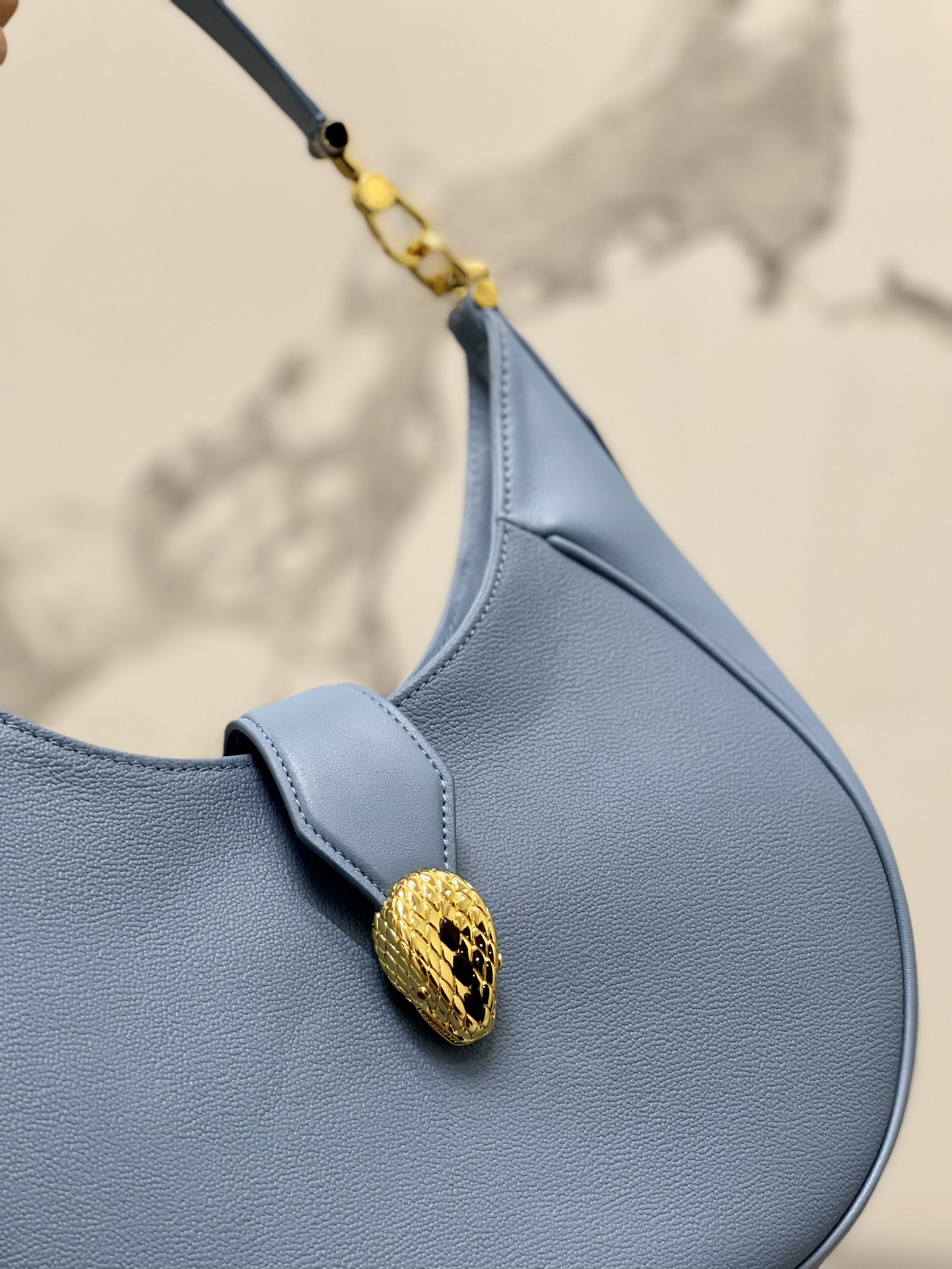 Bvlgari Leather Serpenti Ellipse Handle Bag - Blue Handle Bags, Handbags - BUL59175