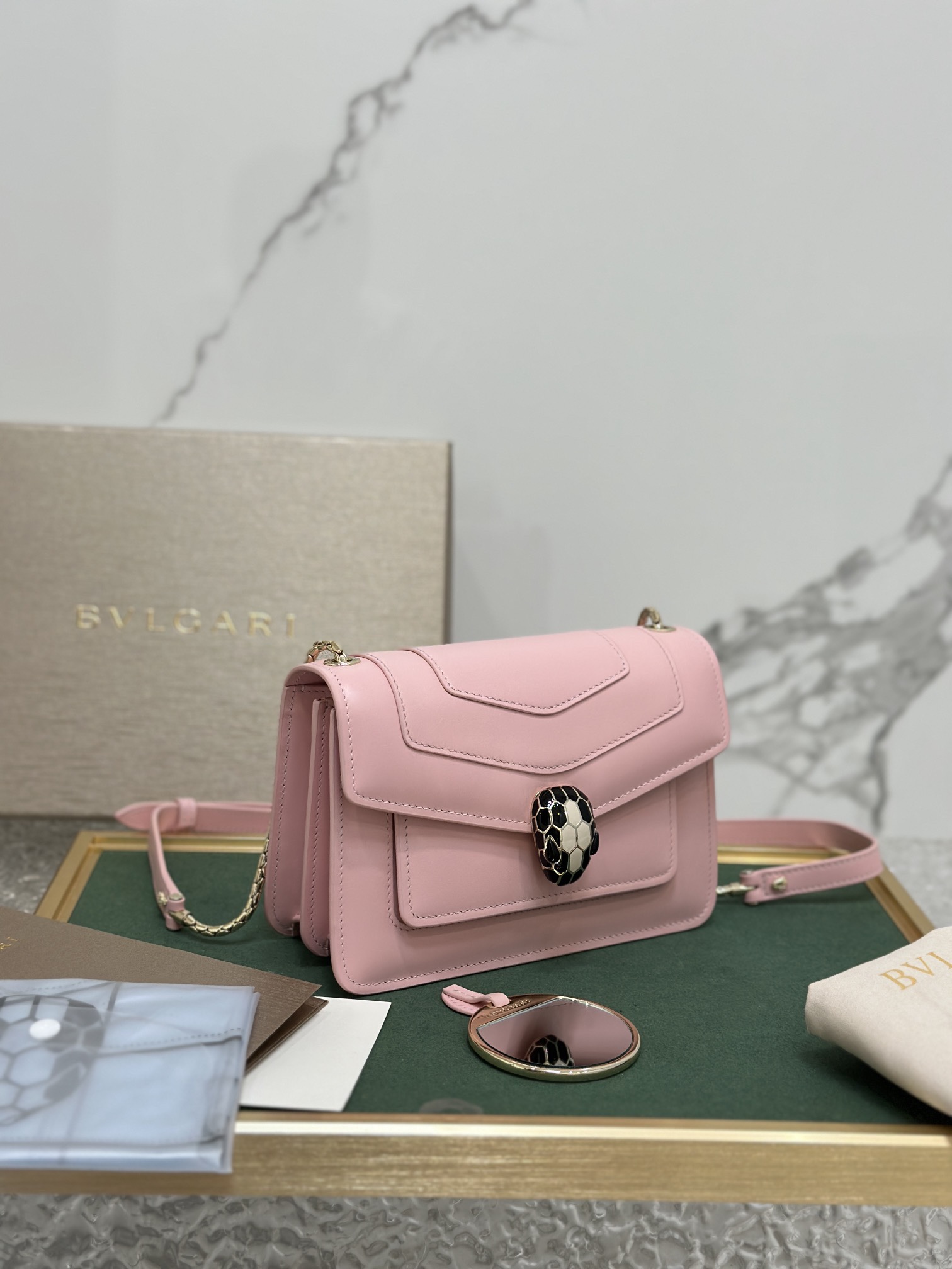 Bvlgari Leather Serpenti Forever - Pink Crossbody Bags,