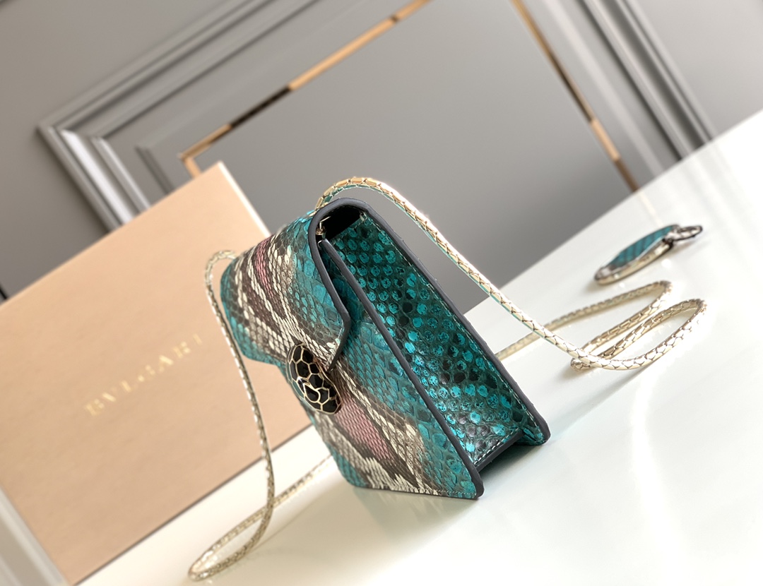 Bvlgari Multicolor Python Small Serpenti Forever Top Handle