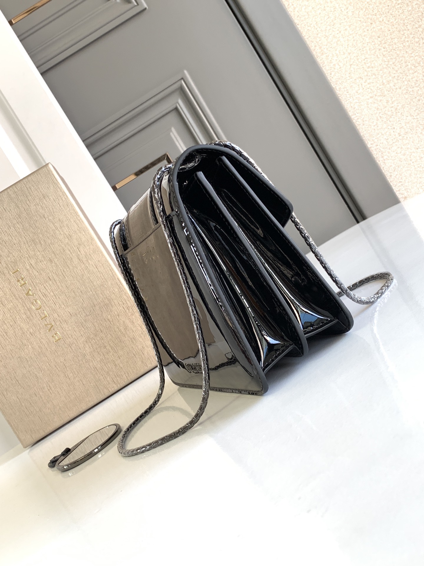 Bvlgari Patent Leather Serpenti Forever East West Shoulder Bag - Black Shoulder Bags, Handbags - BUL59508