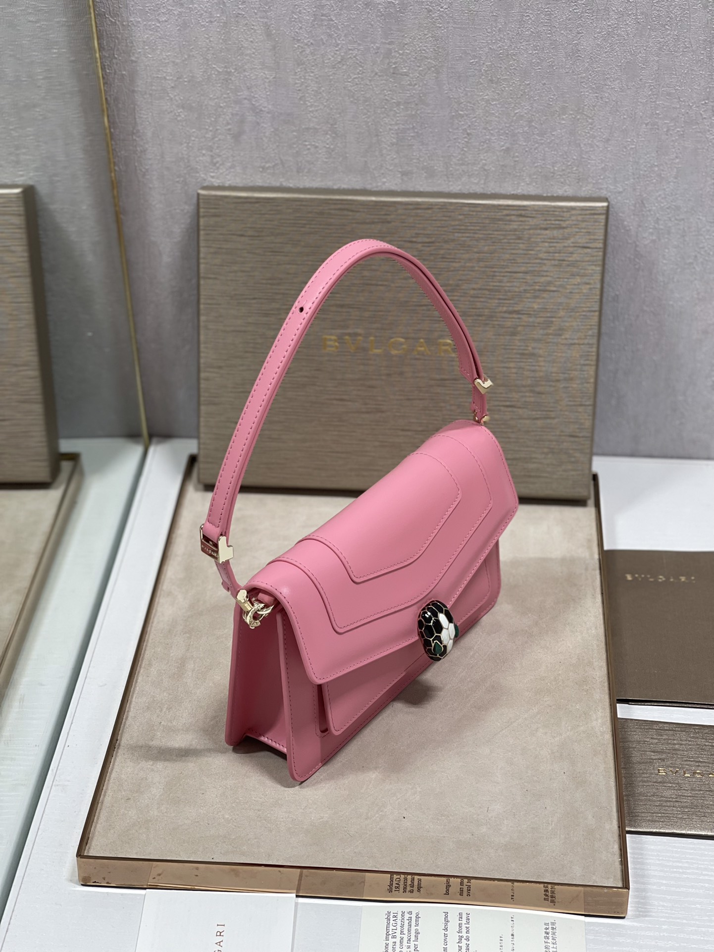 Bvlgari Pink Serpenti Forever East-West Leather Shoulder