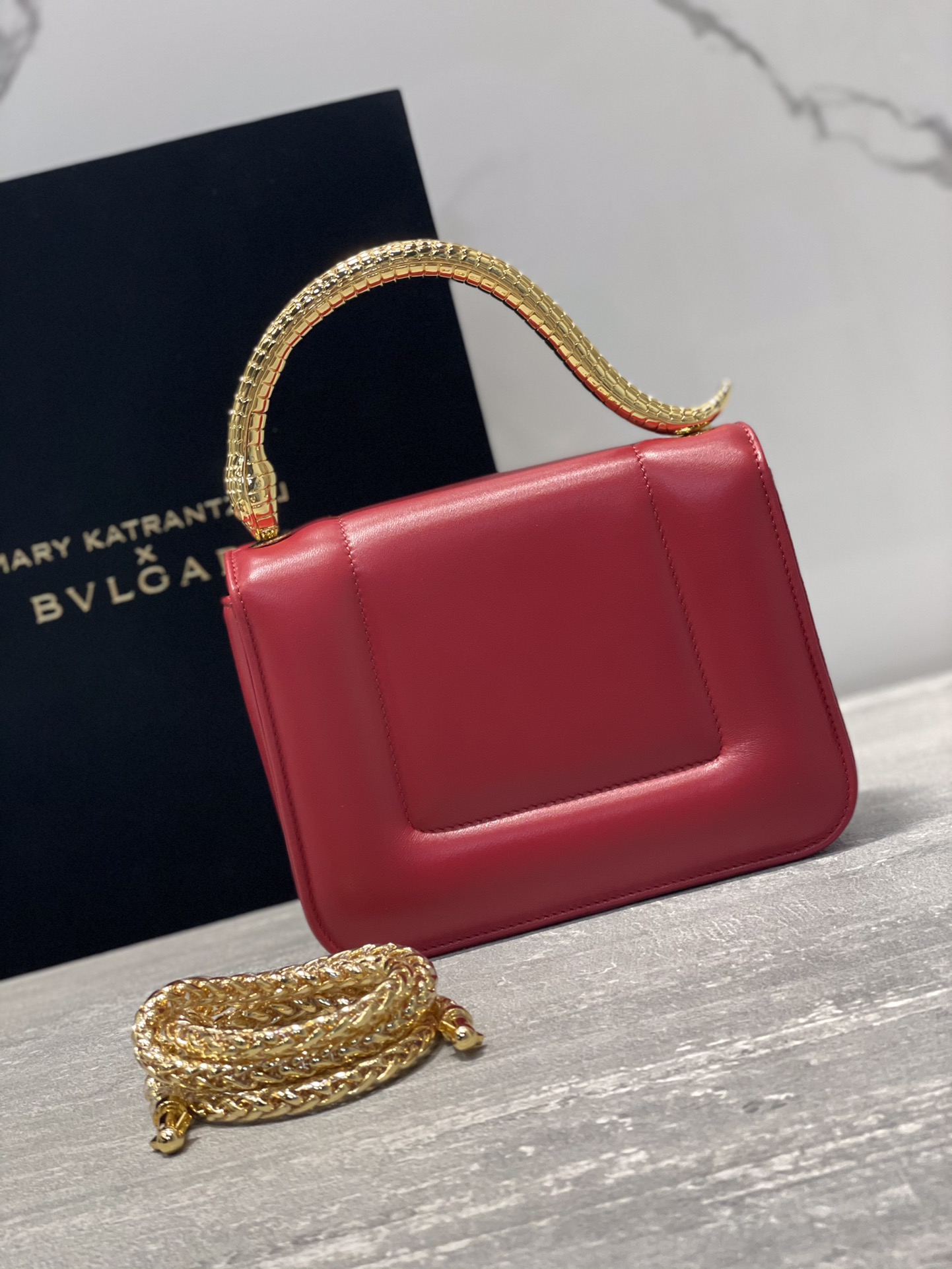 Bvlgari Red x Mary Katrantzou Leather Top Handle Bag