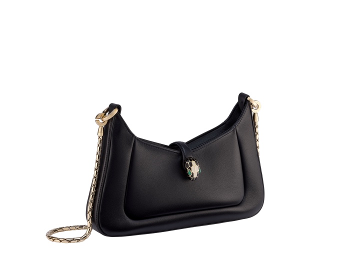 Bvlgari Serpenti Baia Leather Shoulder Bag - Black Handle