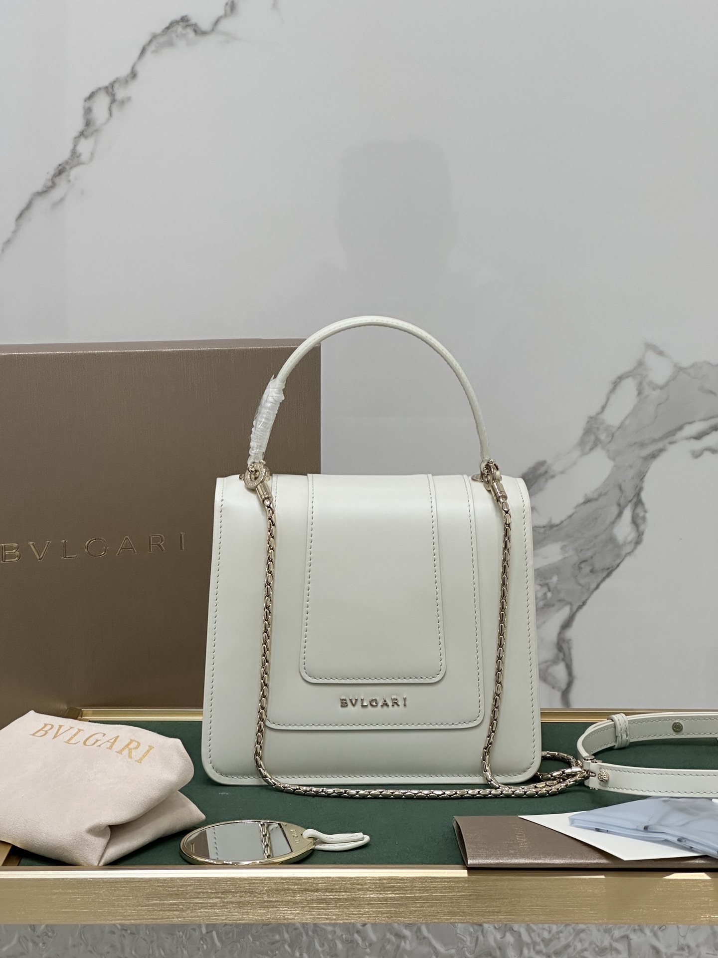 Bvlgari Serpenti Forever Patent Small Flap Bag - white Shoulder Bags, Handbags - BUL38373