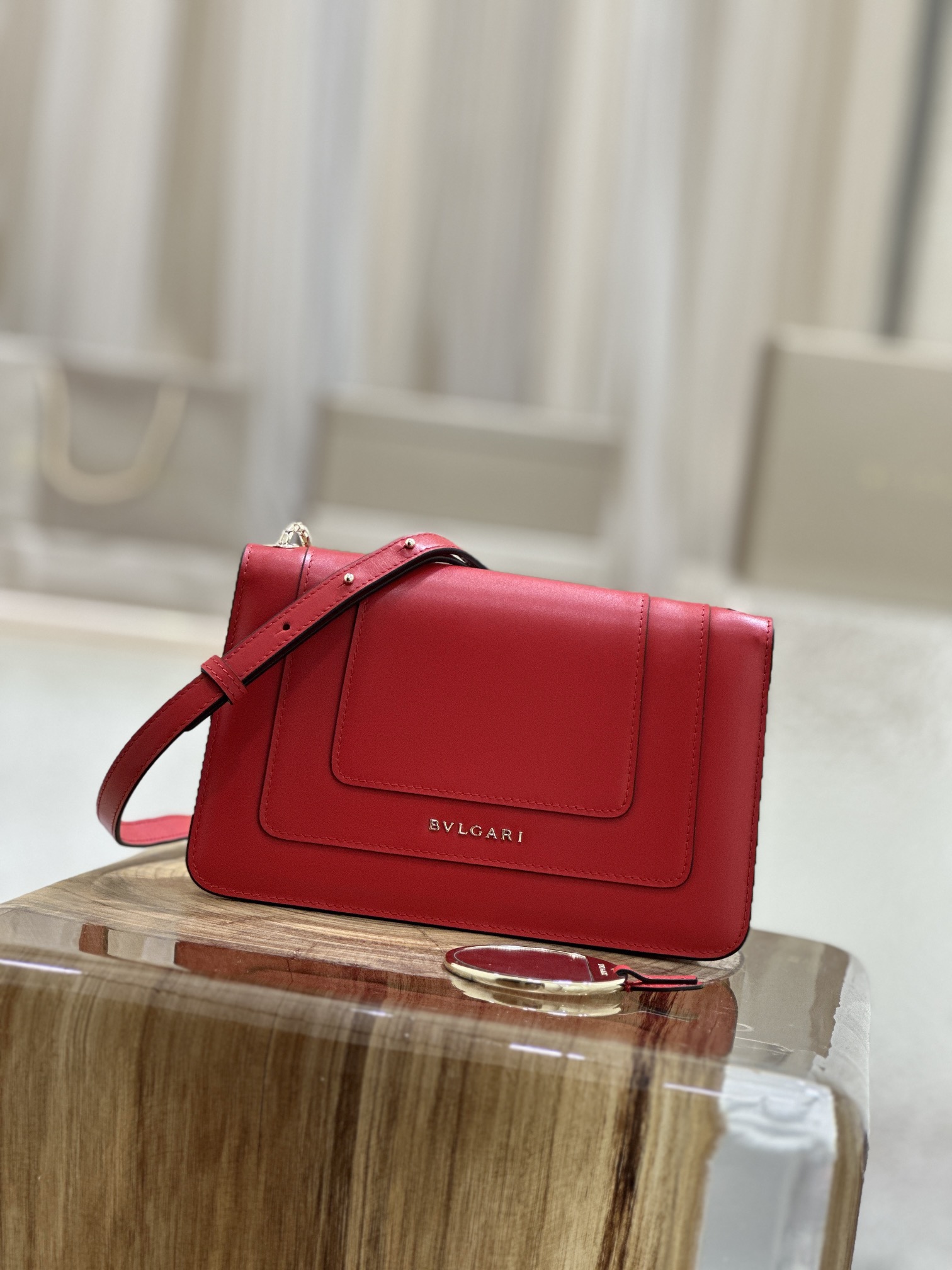 Bvlgari Serpenti Forever Shoulder Bag Red Crossbody