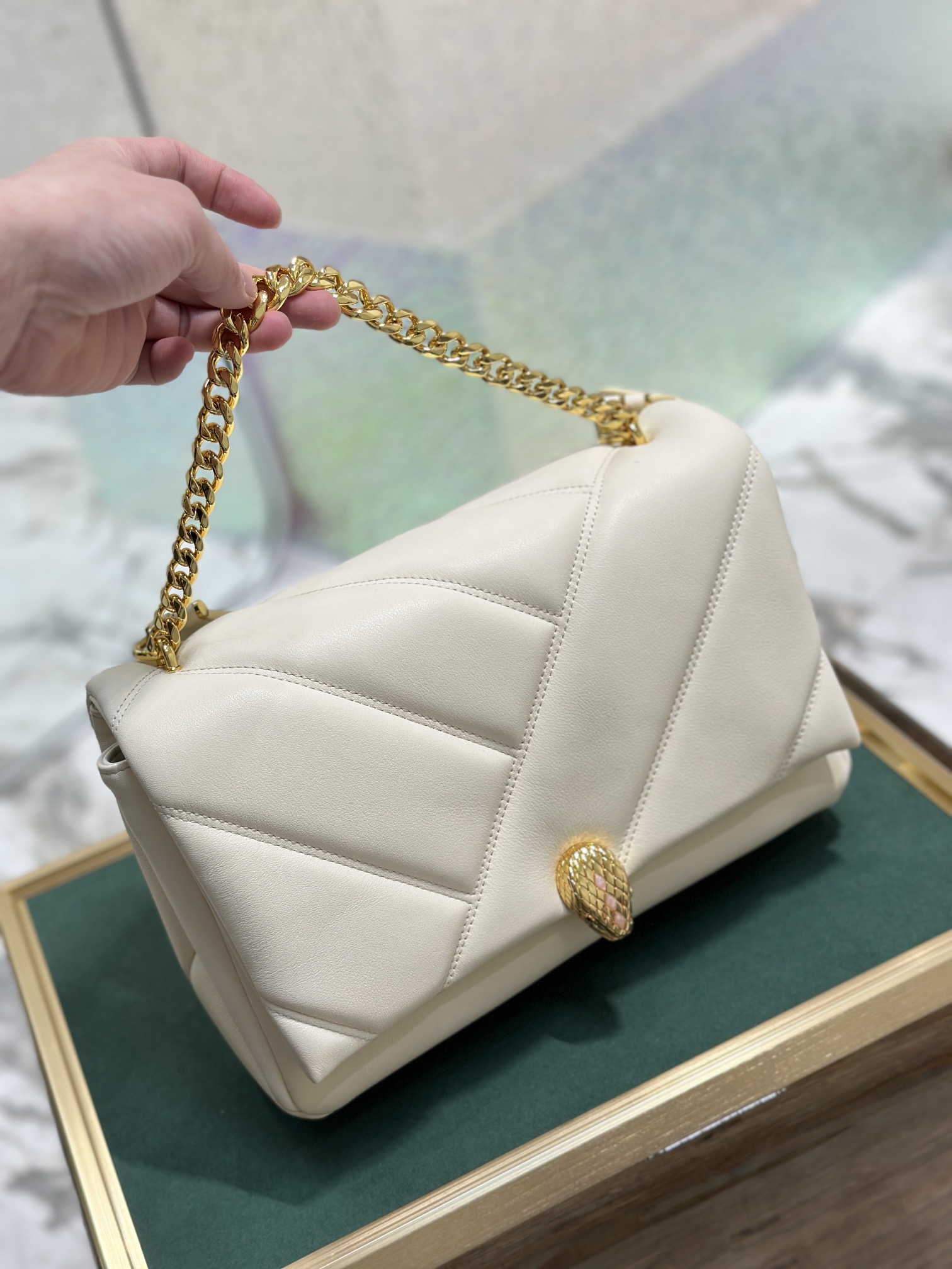 Bvlgari Cream Shoulder Bag