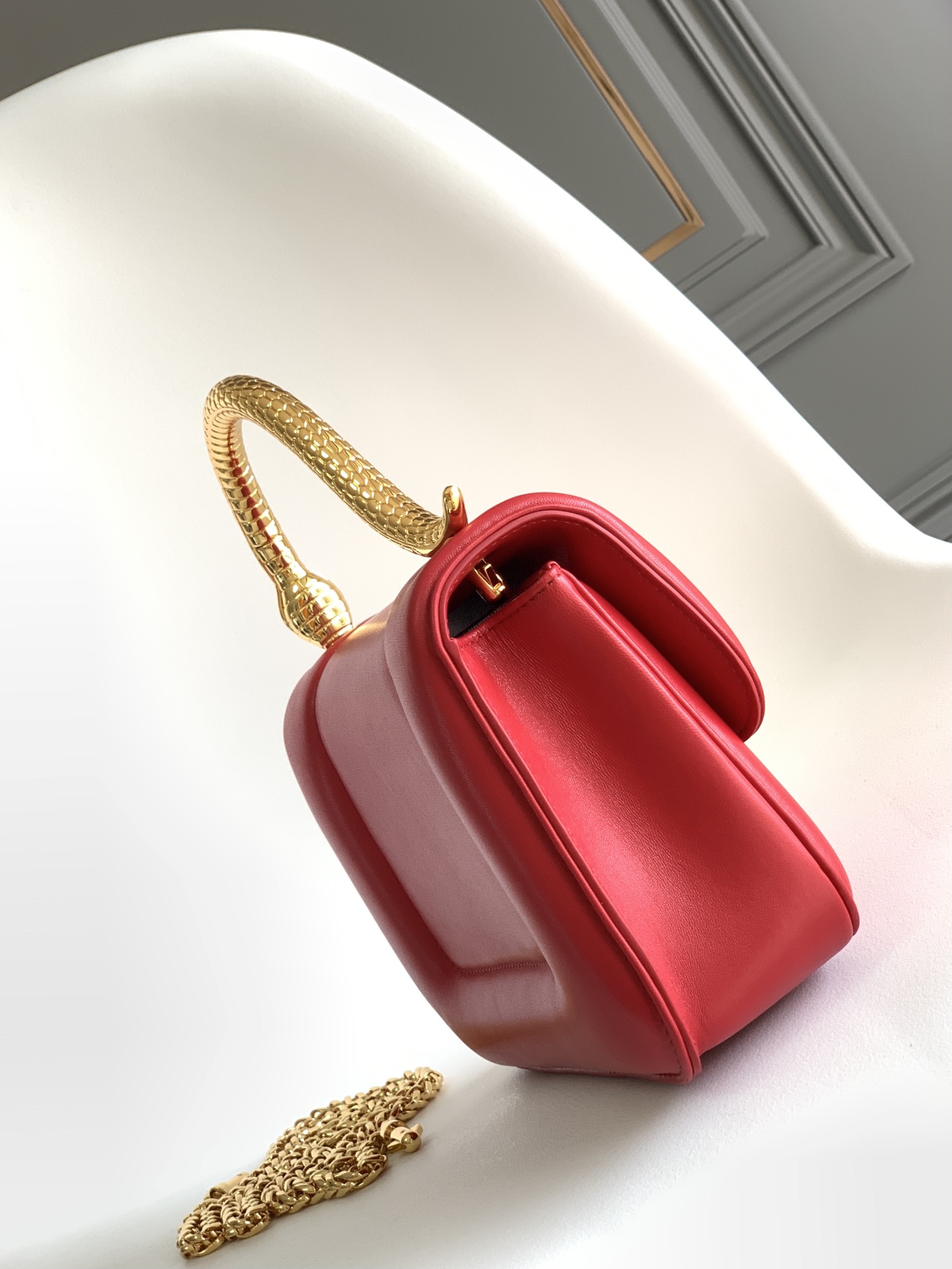 Bvlgari X Mary Katrantzou Leather Top-handle Bag In Red |