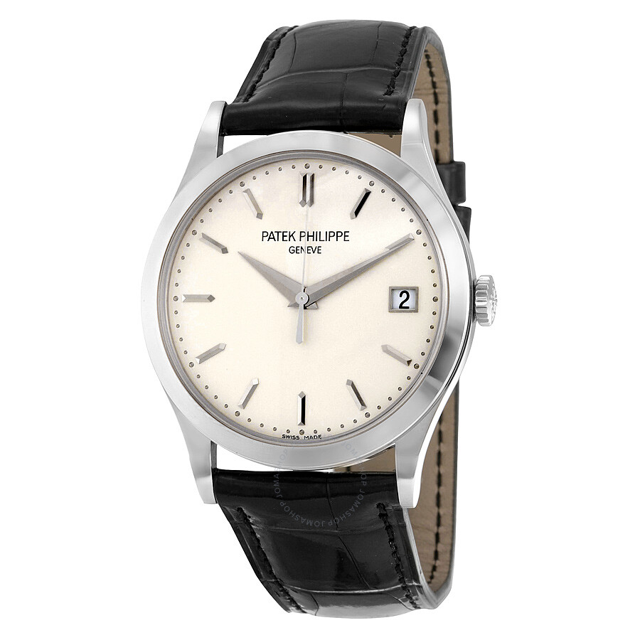 Calatrava Opaline White Dial 18kt White Gold Men's Watch