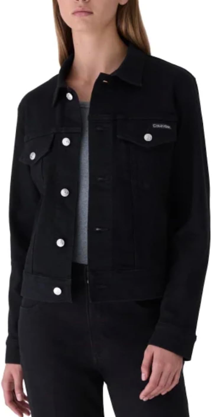 Calvin Klein Women’s Long Sleeve Button Up Denim Classic Trucker Jacket