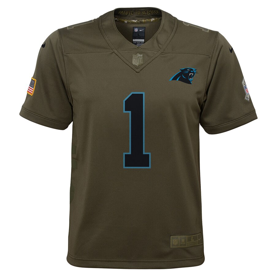 Cam Newton Carolina Panthers Nike Youth Salute to Service Game Jersey - Olive