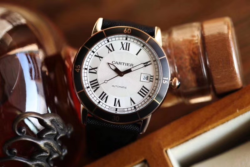 CARTIER Ronde Croisiere AUTO Silver Dial Leather Men's Watch