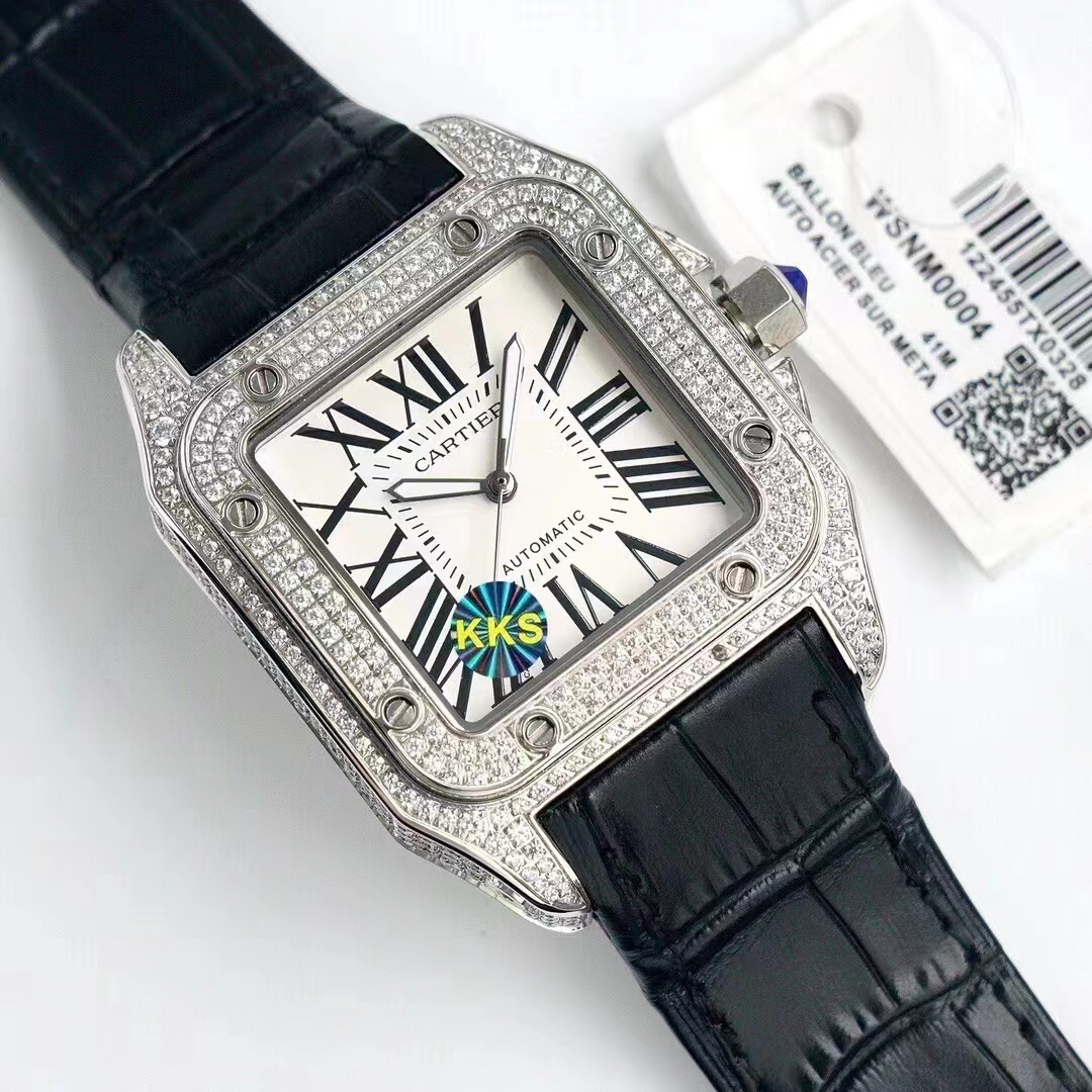 Cartier Santos 100 Large Automatic 18k White Gold Diamond Bezel/Case WM501751