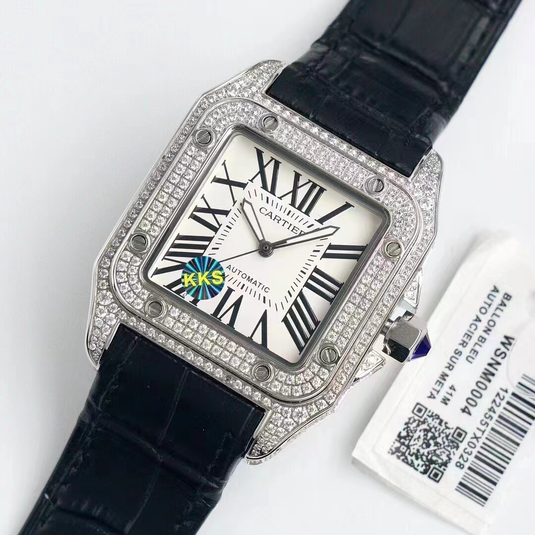 Cartier Santos 100 Large Automatic 18k White Gold Diamond Bezel/Case WM501751