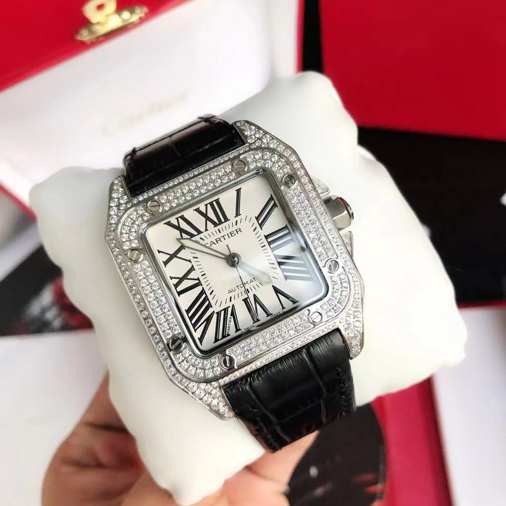 Cartier Santos 100 Large Automatic 18k White Gold Diamond Bezel/Case WM501751