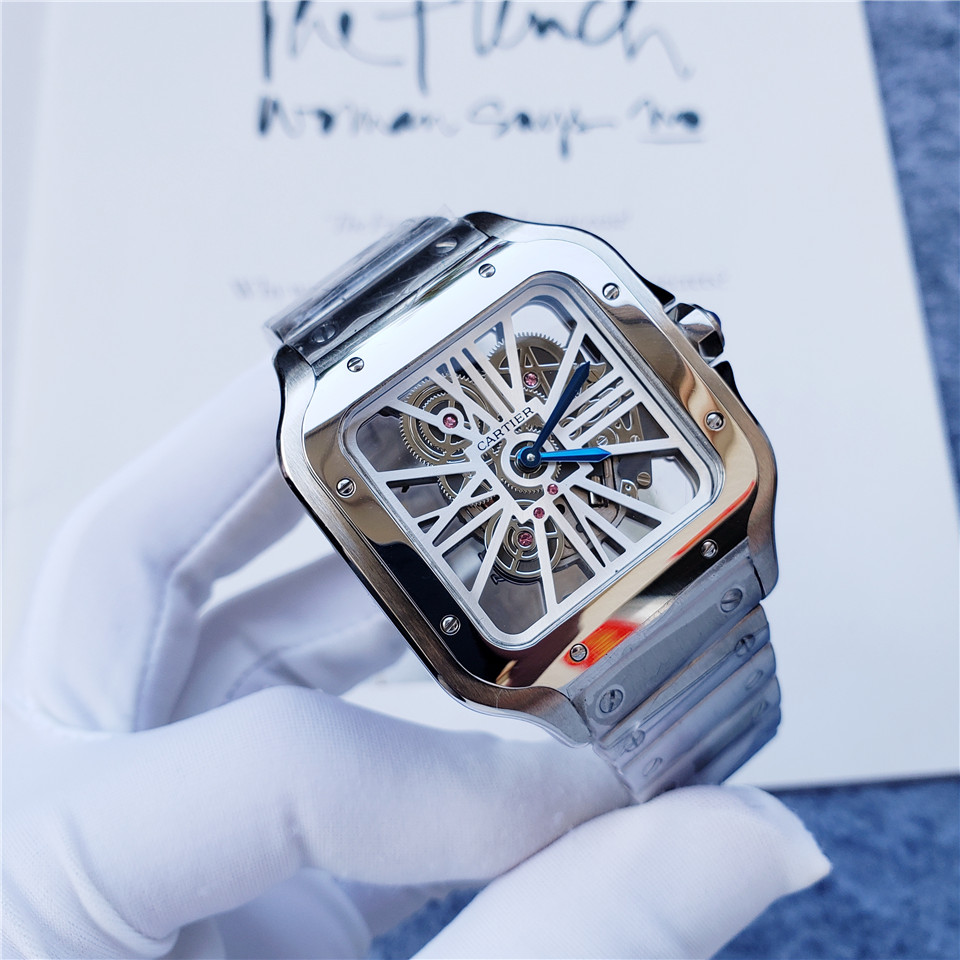 Cartier Santos de Cartier Skeleton WHSA0009 silver white wire