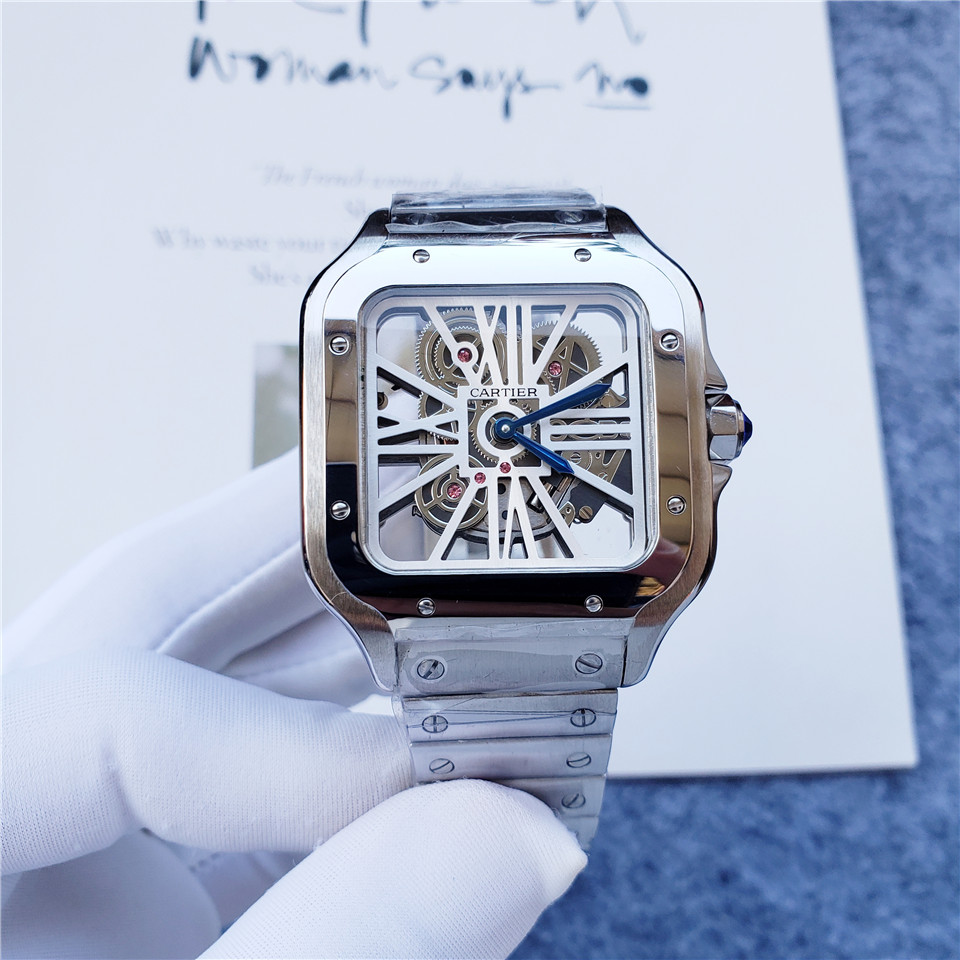 Cartier Santos de Cartier Skeleton WHSA0009 silver white wire