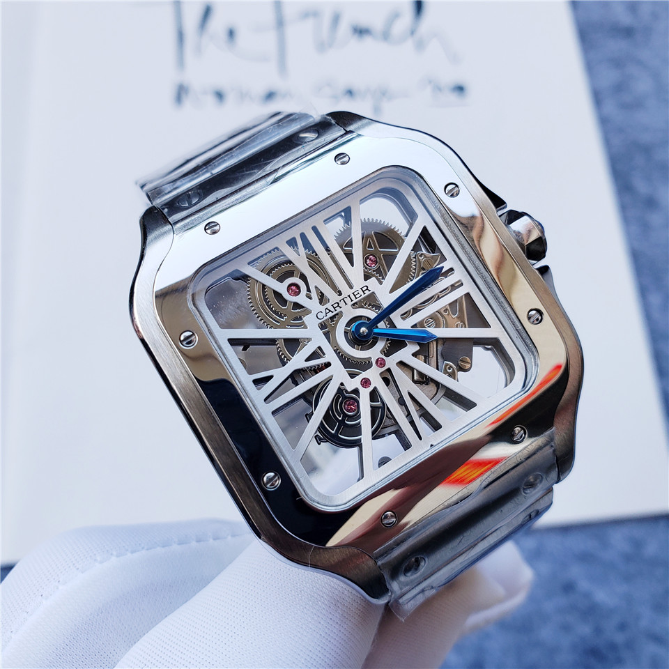 Cartier Santos de Cartier Skeleton WHSA0009 silver white wire