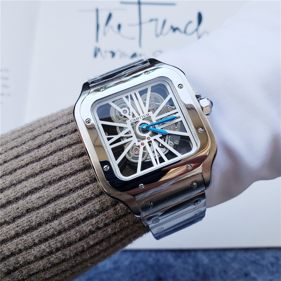 Cartier Santos de Cartier Skeleton WHSA0009 silver white wire