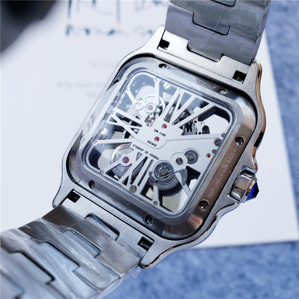 Cartier Santos de Cartier Skeleton WHSA0009 silver white wire