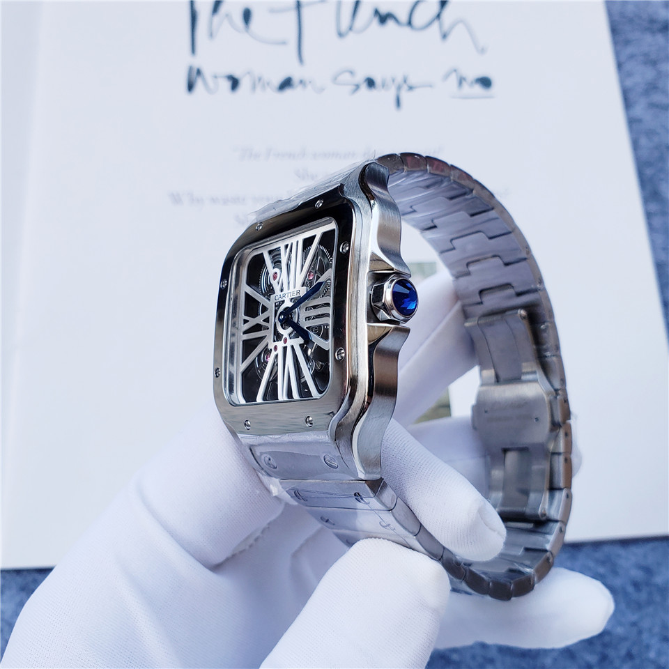 Cartier Santos de Cartier Skeleton WHSA0009 silver white wire