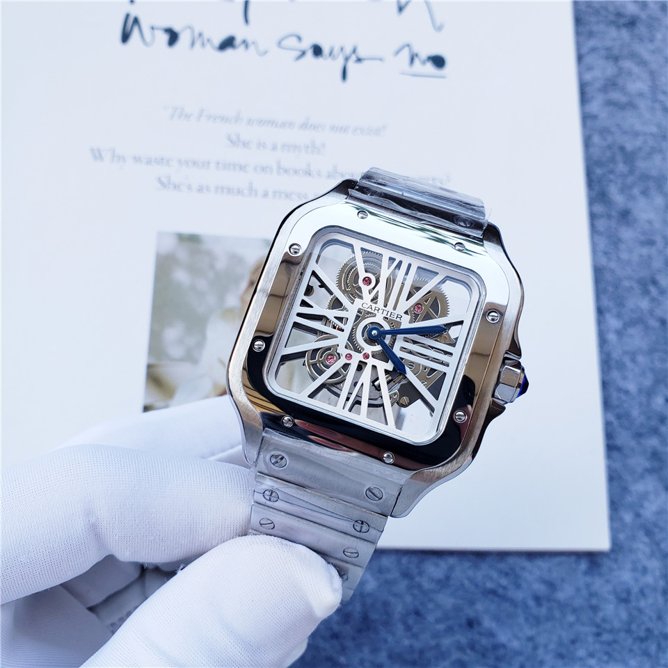 Cartier Santos de Cartier Skeleton WHSA0009 silver white wire