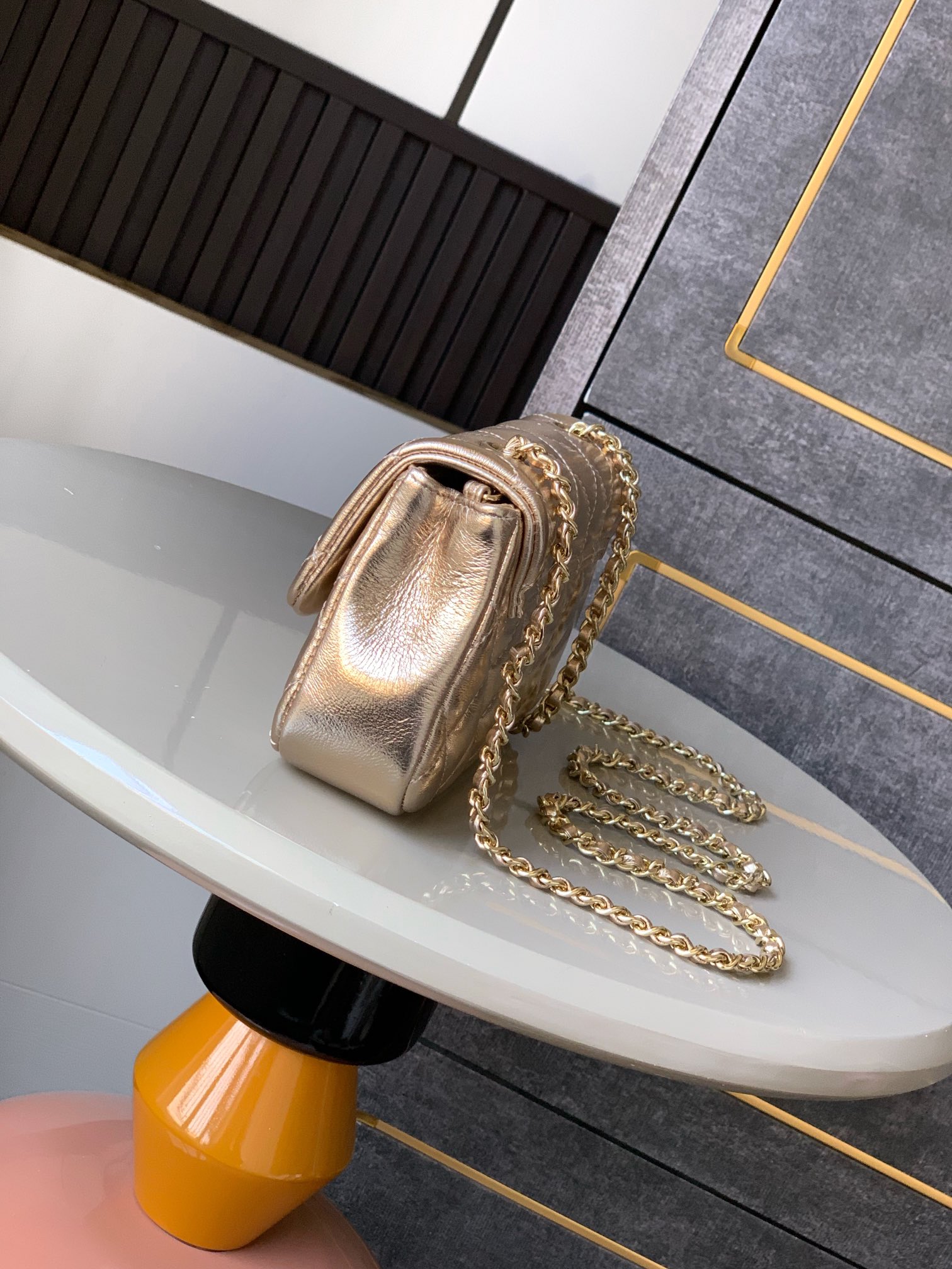 CCHANEL Lambskin Quilted Small Half Moon Flap Dark Pink 1618043