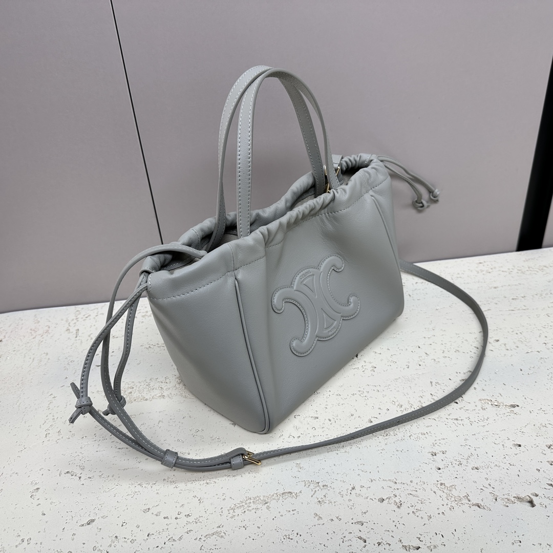 Celine 2023 Small Triomphe Drawstring Cabas - Blue gray  Handle Bags, Handbags - CEL272330 |