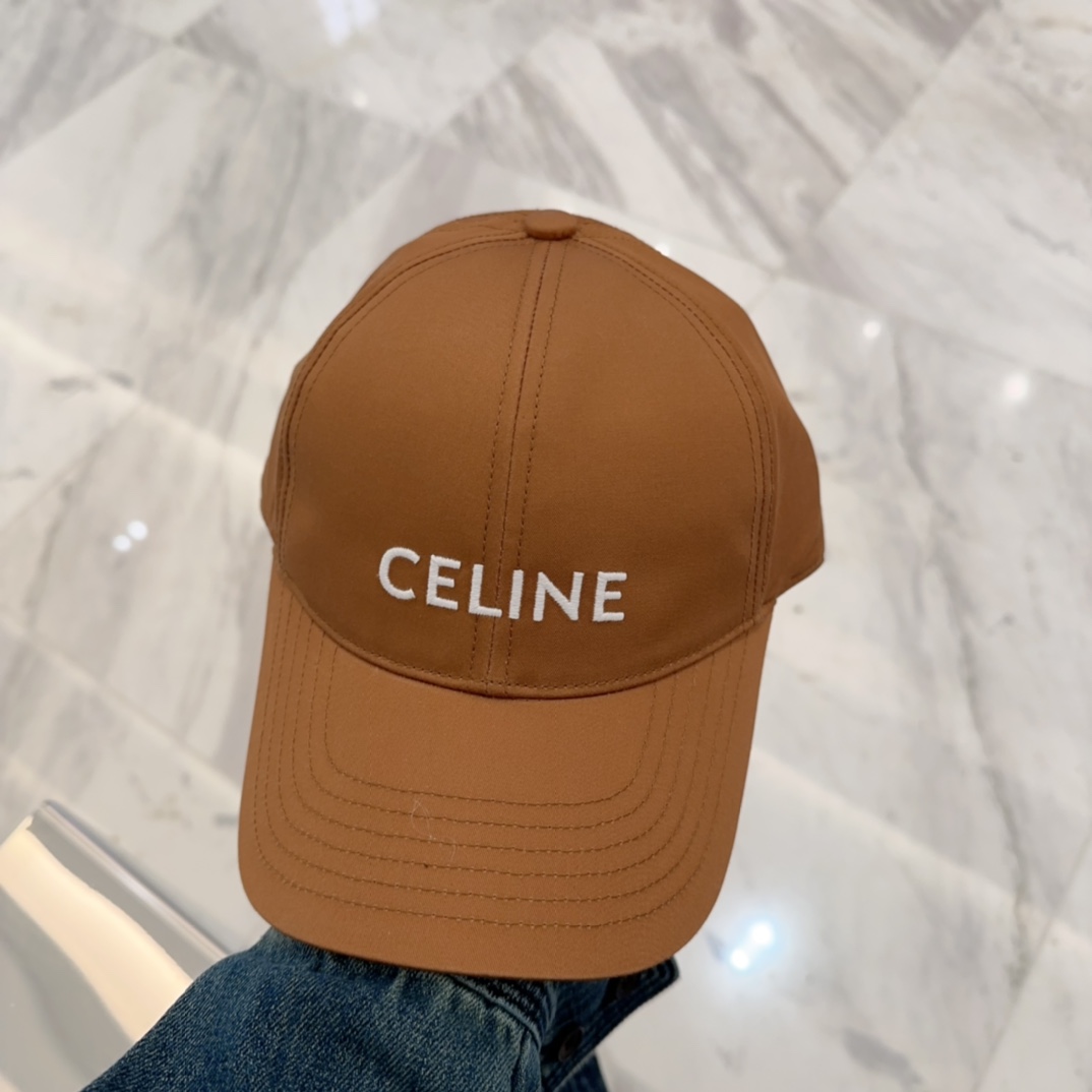 Celine Caramel Logo Baseball Cap - Luxury Headwear